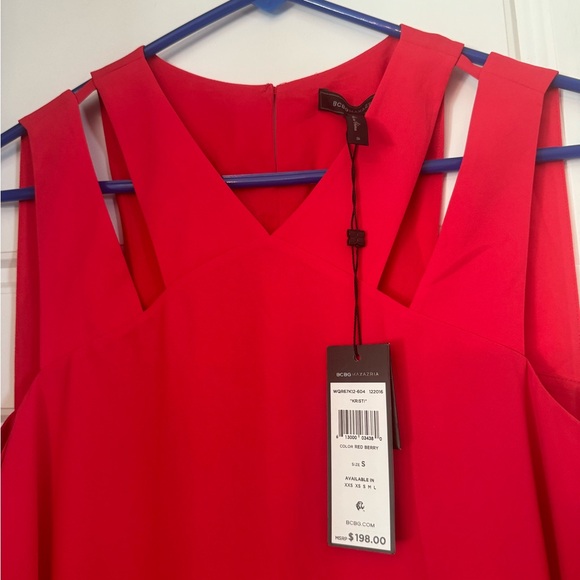 BCBGMAXAZRIA Red Berry Hi-Low Sleeveless Dress Size Small - Picture 2 of 6